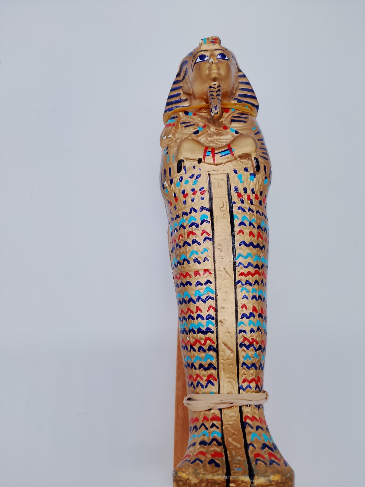 Beautiful Handpainted Miniture Replica of King Tut Mummy. Made In Egypt 9.5