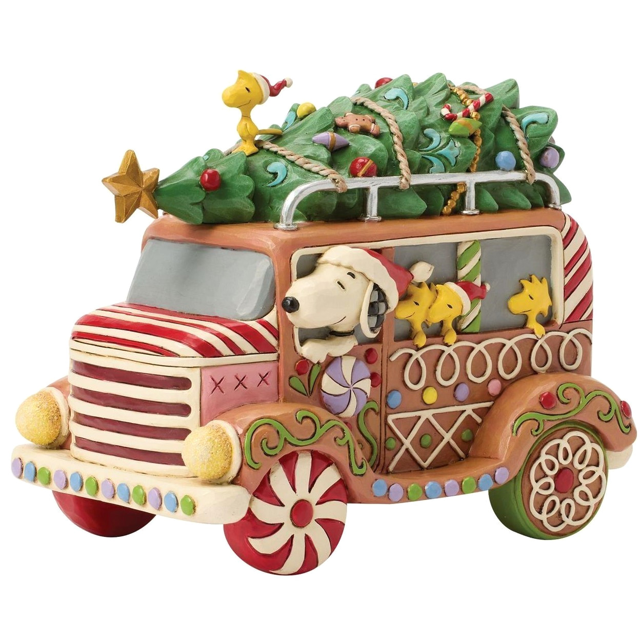 ❦ JIM SHORE PEANUTS Figurine SNOOPY WOODSTOCK Christmas Tree Gingerbread Van Car