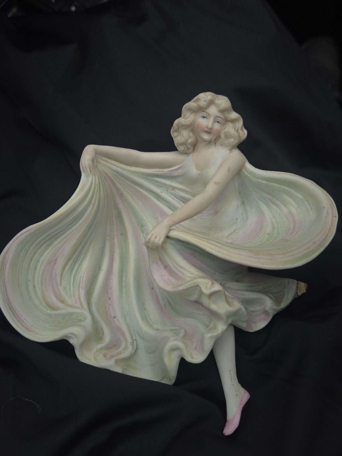Vintage Art Nouveau Bisque Trinket Figurine Dish Art Deco-German Beauty