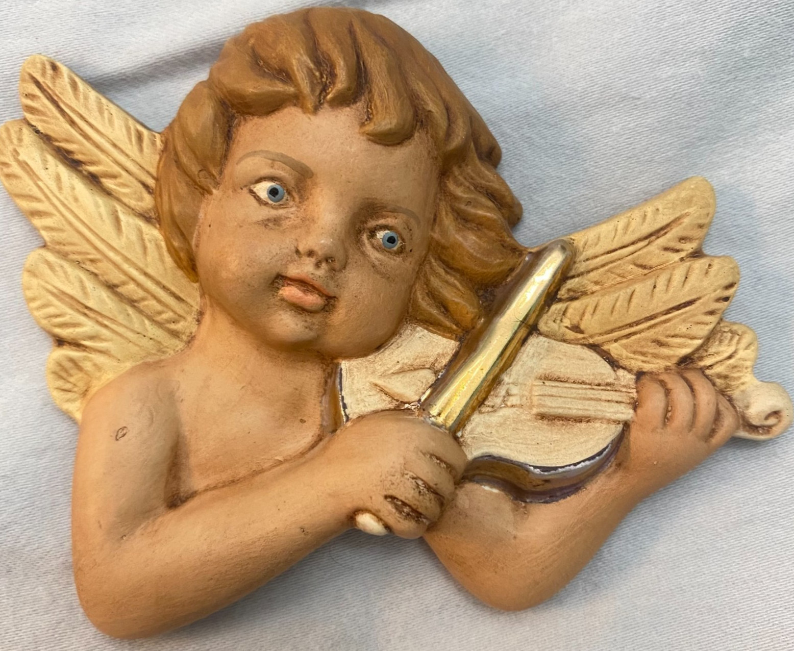 VTG 1987 Scioto Ceramic Angel/Cherub/Putti Instruments Wall Decor Set Of 6