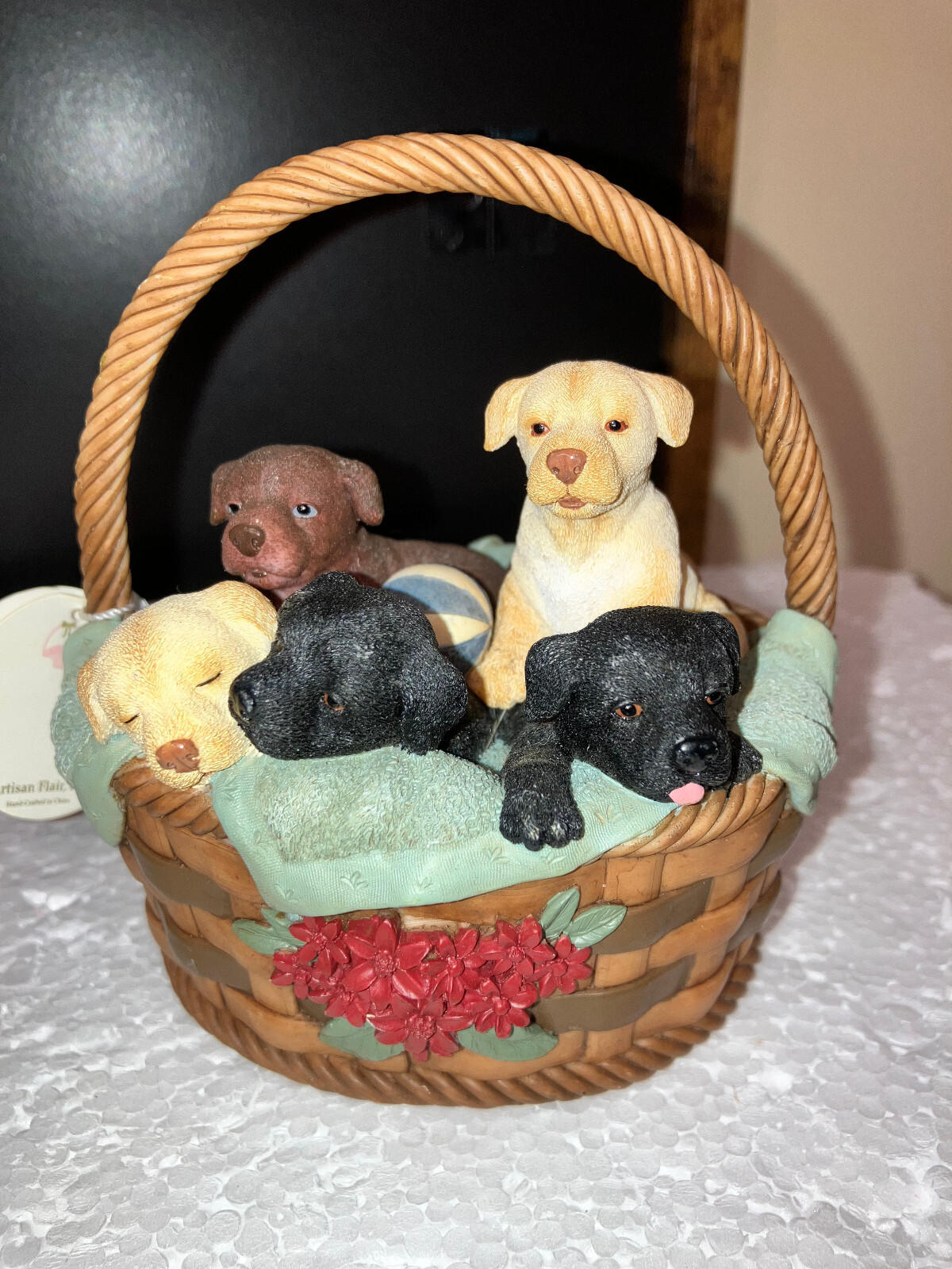 ARTISAN FLAIR BASKET FULL OF PUPPYS