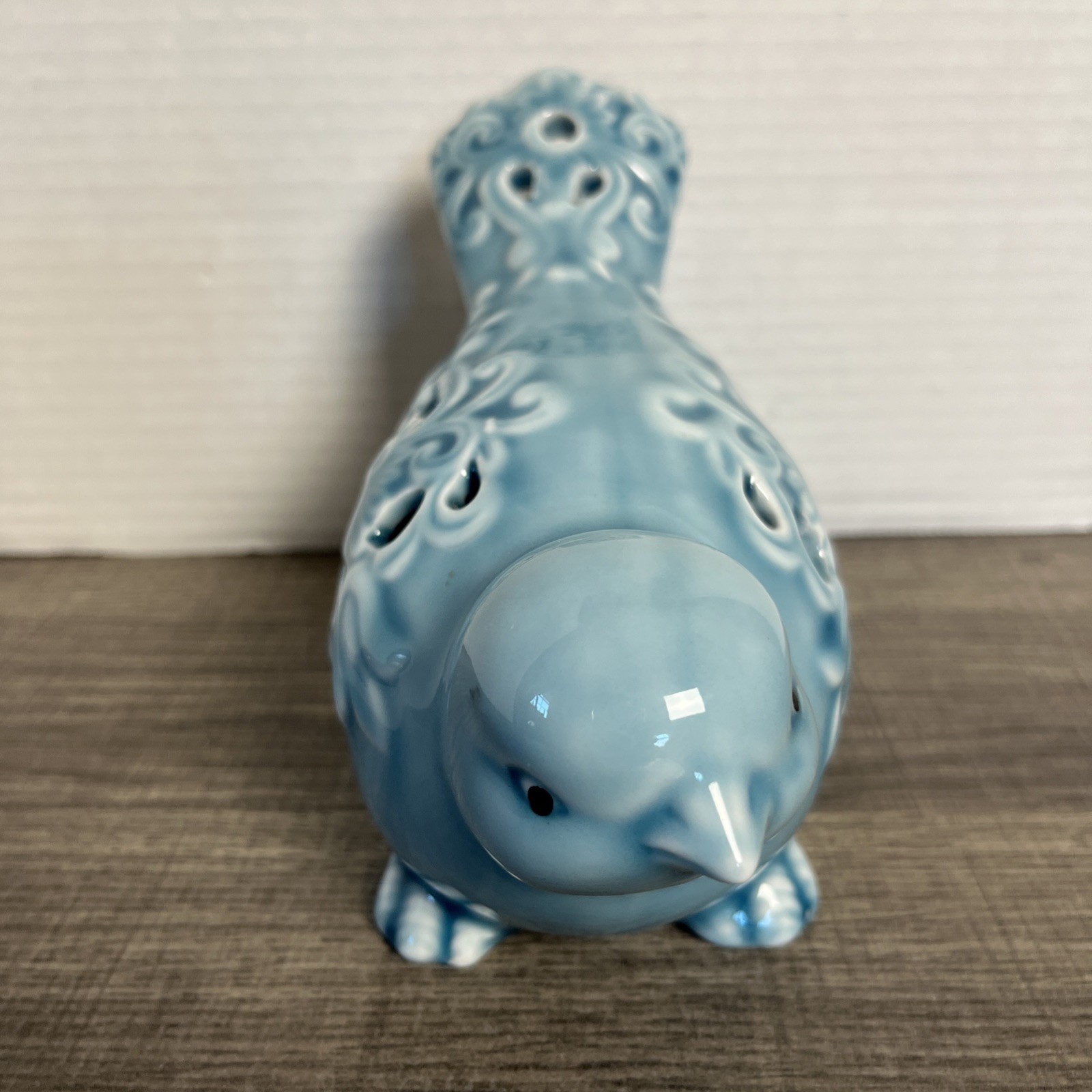 Ceramic Paisley Bird Blue Finch Figurine Cutouts Pottery Home Cottage Farm Decor