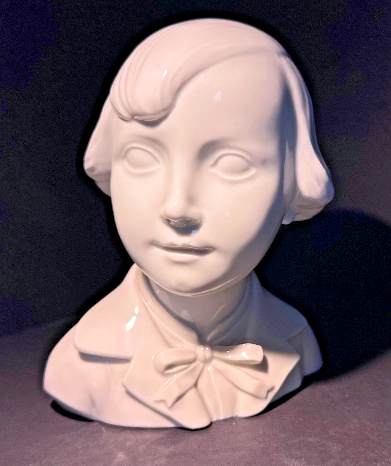 Vintage Augarten Porcelain Vienna Bust of Young Boy Authentic Blue Shield Crown