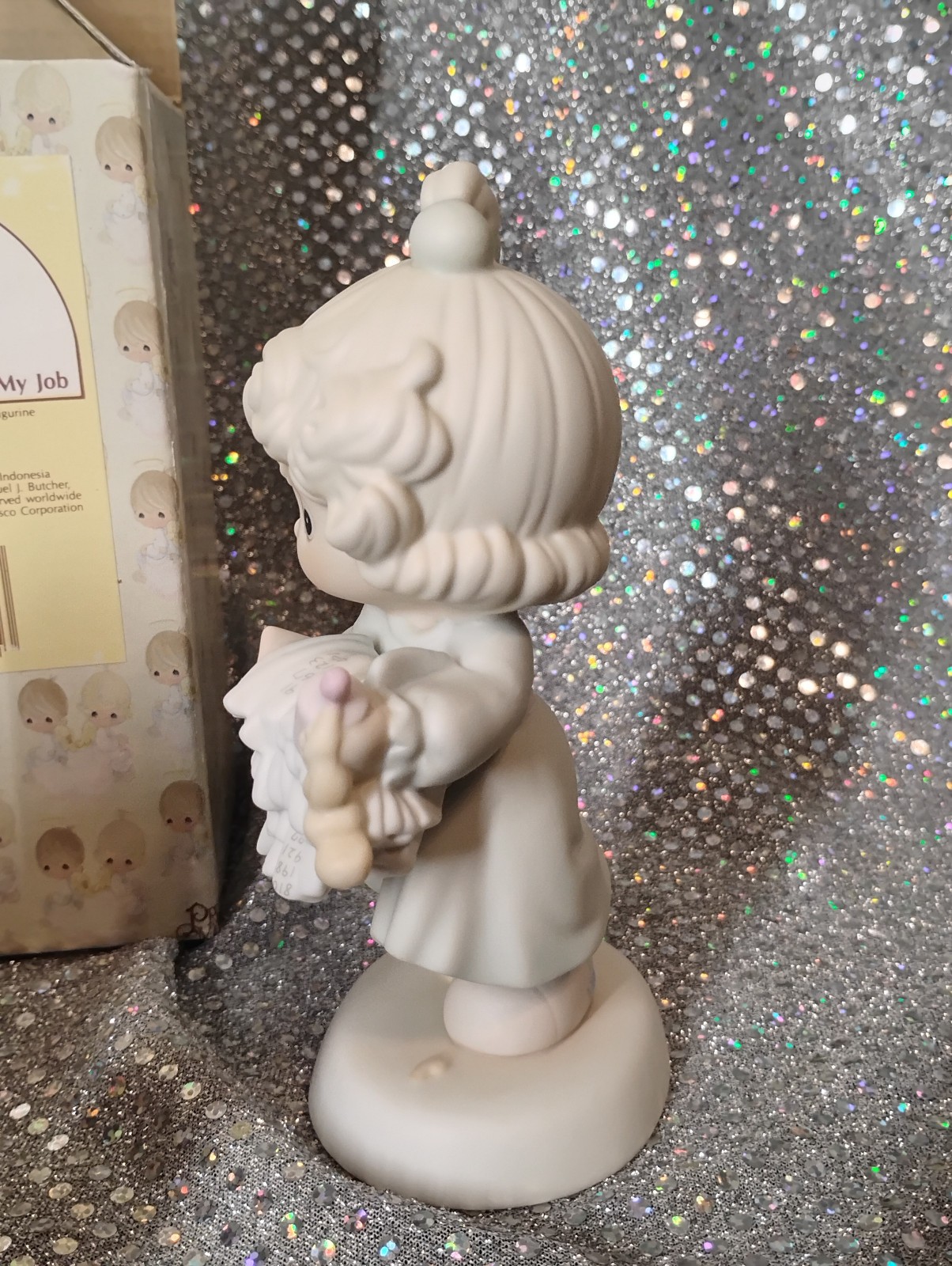 Precious Moments 521450 Lord Help Me Stick To My Job Girl Porcelain Figurine