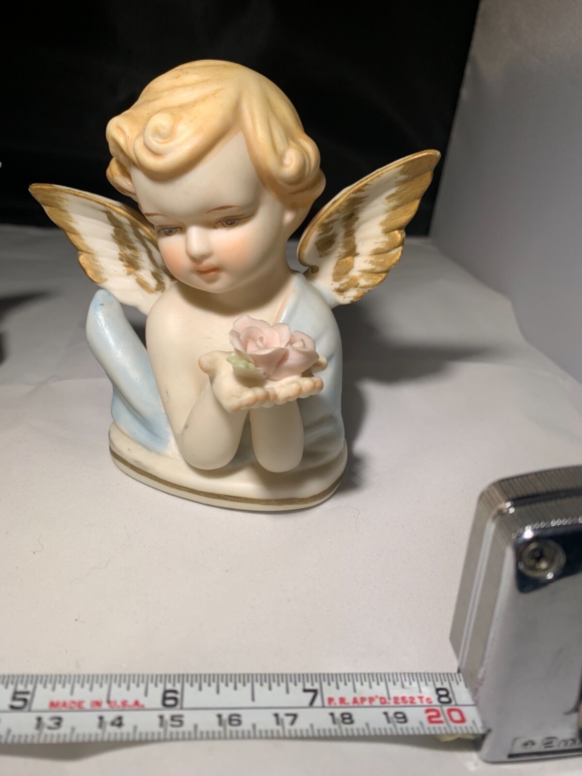 Pair of Vintage Arco Japan Bisque like Angels 4 1/2” tall