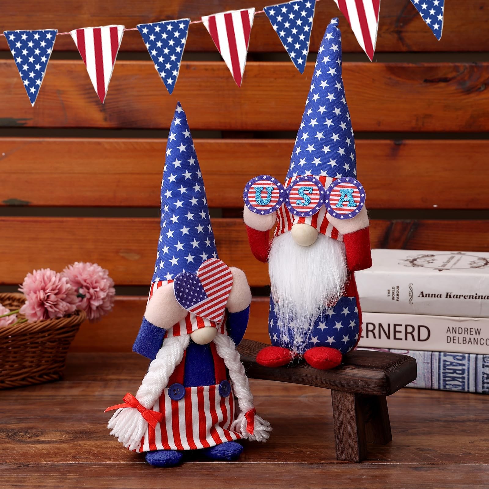 4Th of July Gnomes Decorations,2 Pcs 250Th Anniversary Patriotic USA Gnome Plush