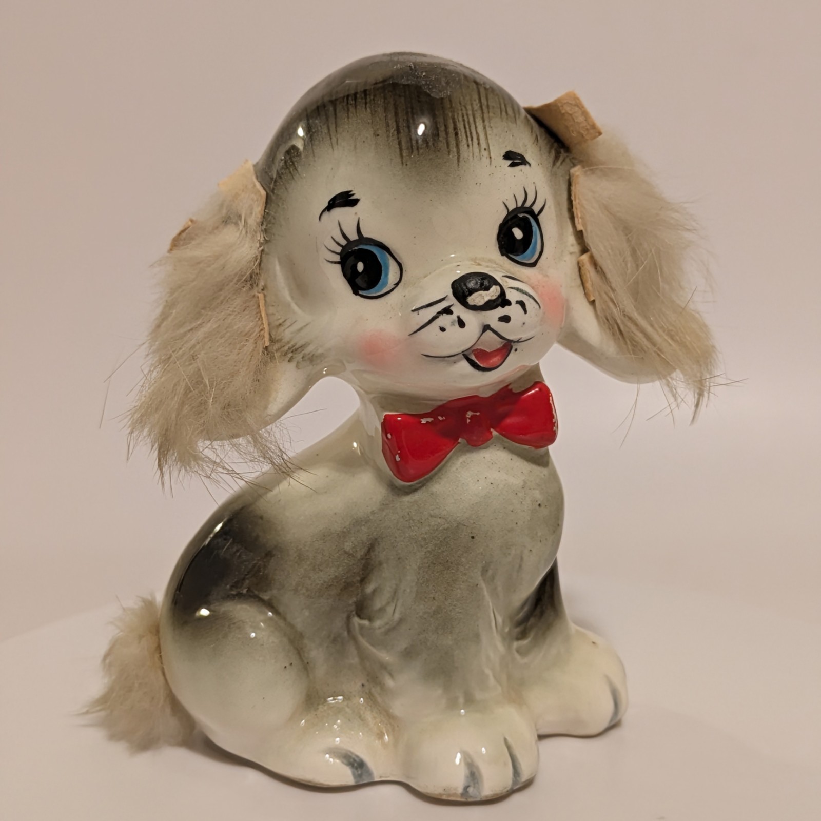 Vintage Bradley Exclusive Dog Puppy Furry Ears Grey Figurine 1959