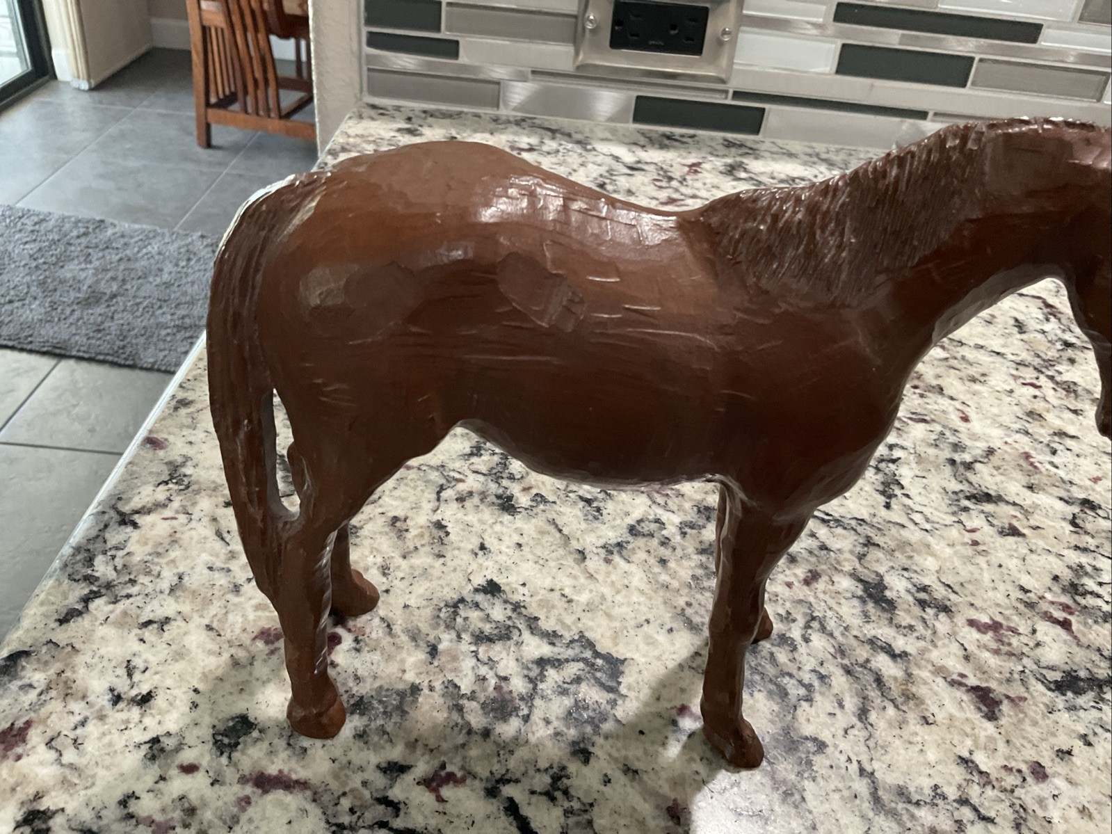Vintage Pecan Resin Red Mill Mfg? Horse Figurine Handcrafted