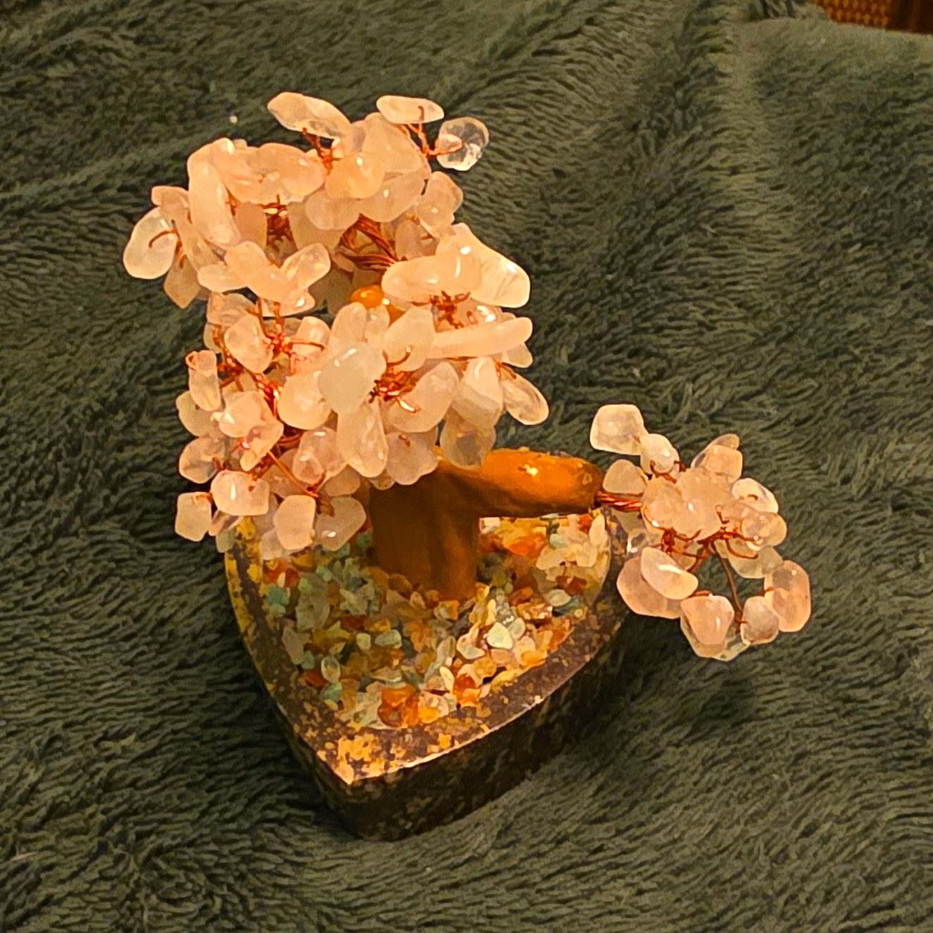 Smithsonian Pink Stone Tree Figurine Heart-Shaped Base 3D Effect