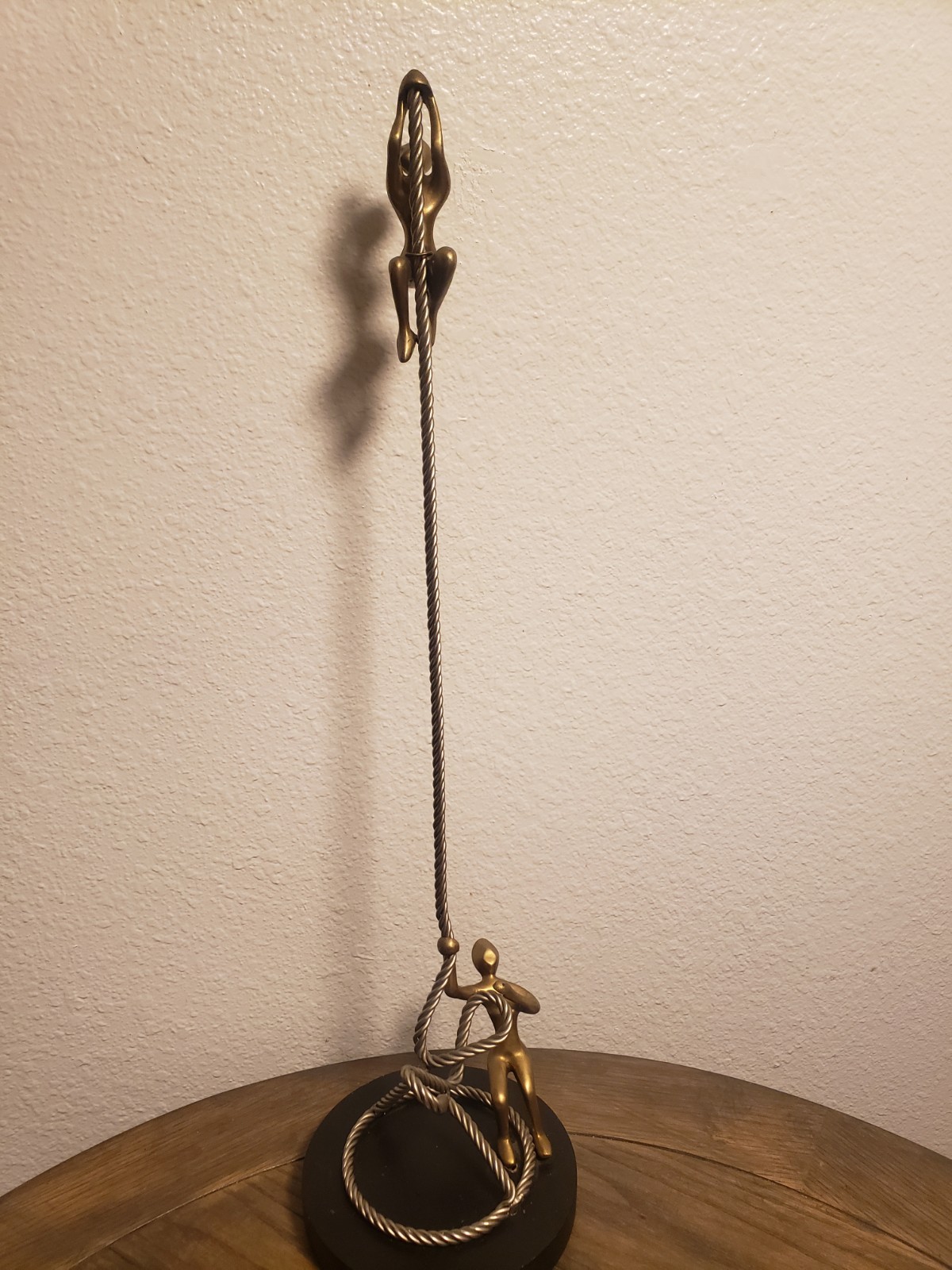 Rope Climbers Bronze Figurines Man Holding rope ~ Free standing Sculpture ~ 33″