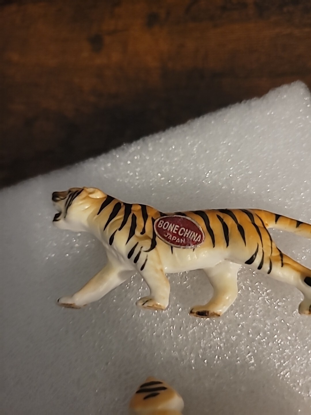 Bone China Tigers Set Of 2 Lot Africa Jungle Figurine Big Cats Sticker Minature