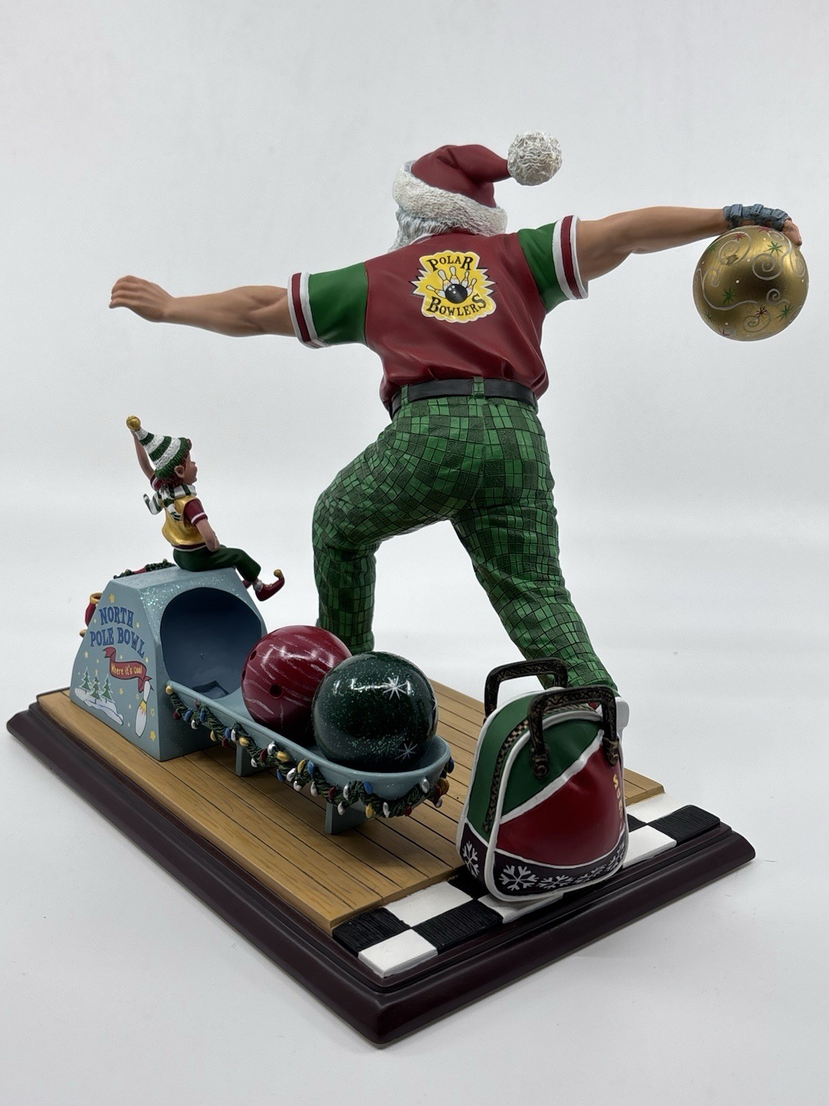 RARE Danbury Mint Bowling Santa Christmas Figurine