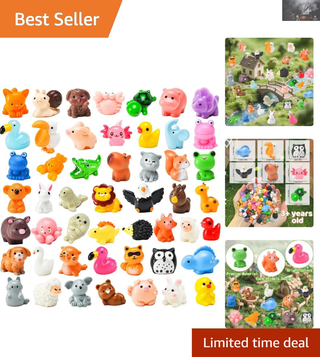 Bulk 50 Multicolored Mini Resin Animals – Ideal for Party Favors & Crafts