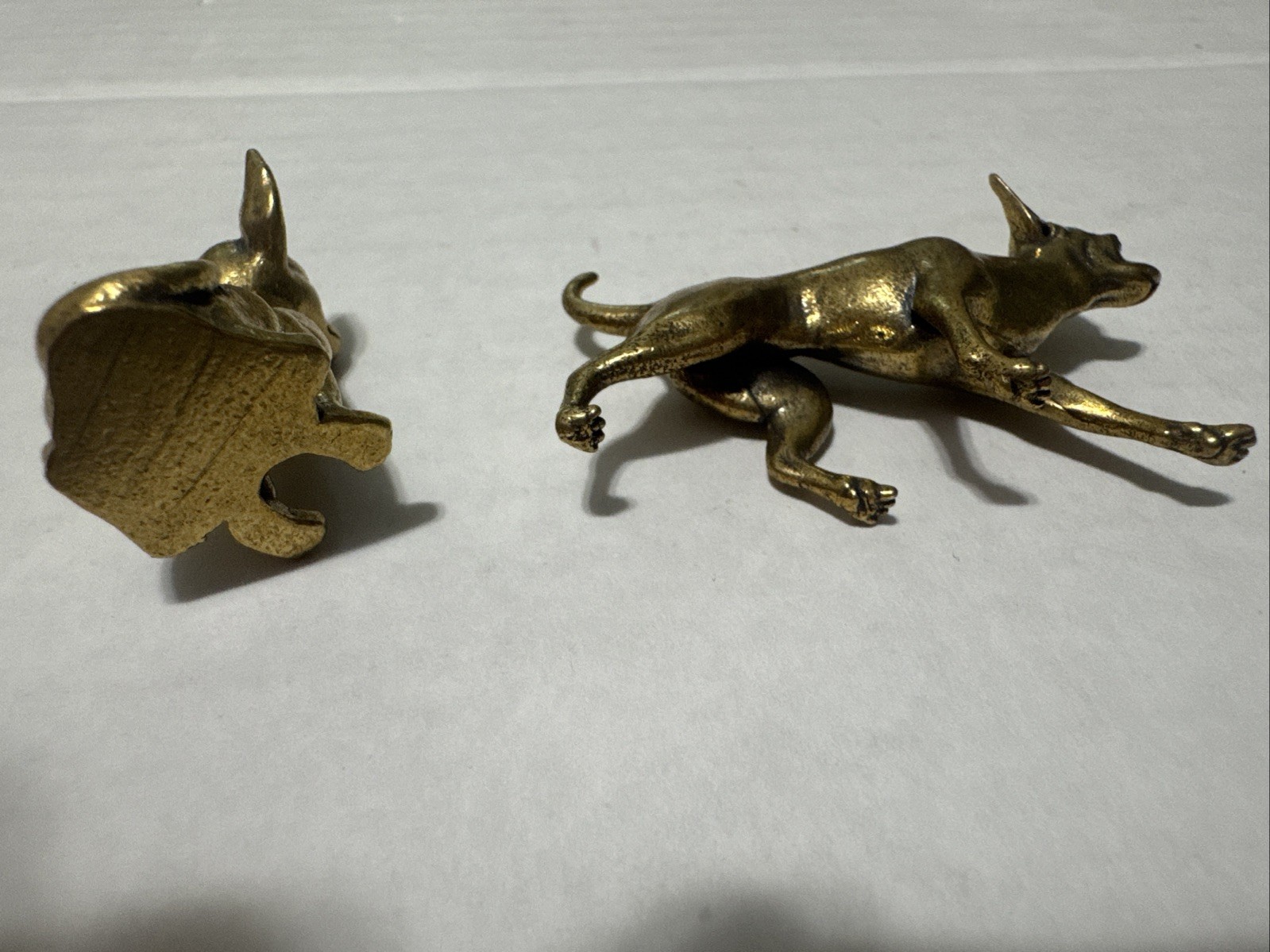 Solid Brass 2 Pcs Chihuahuas Dogs Desktop Decor Ornament Paper Weight