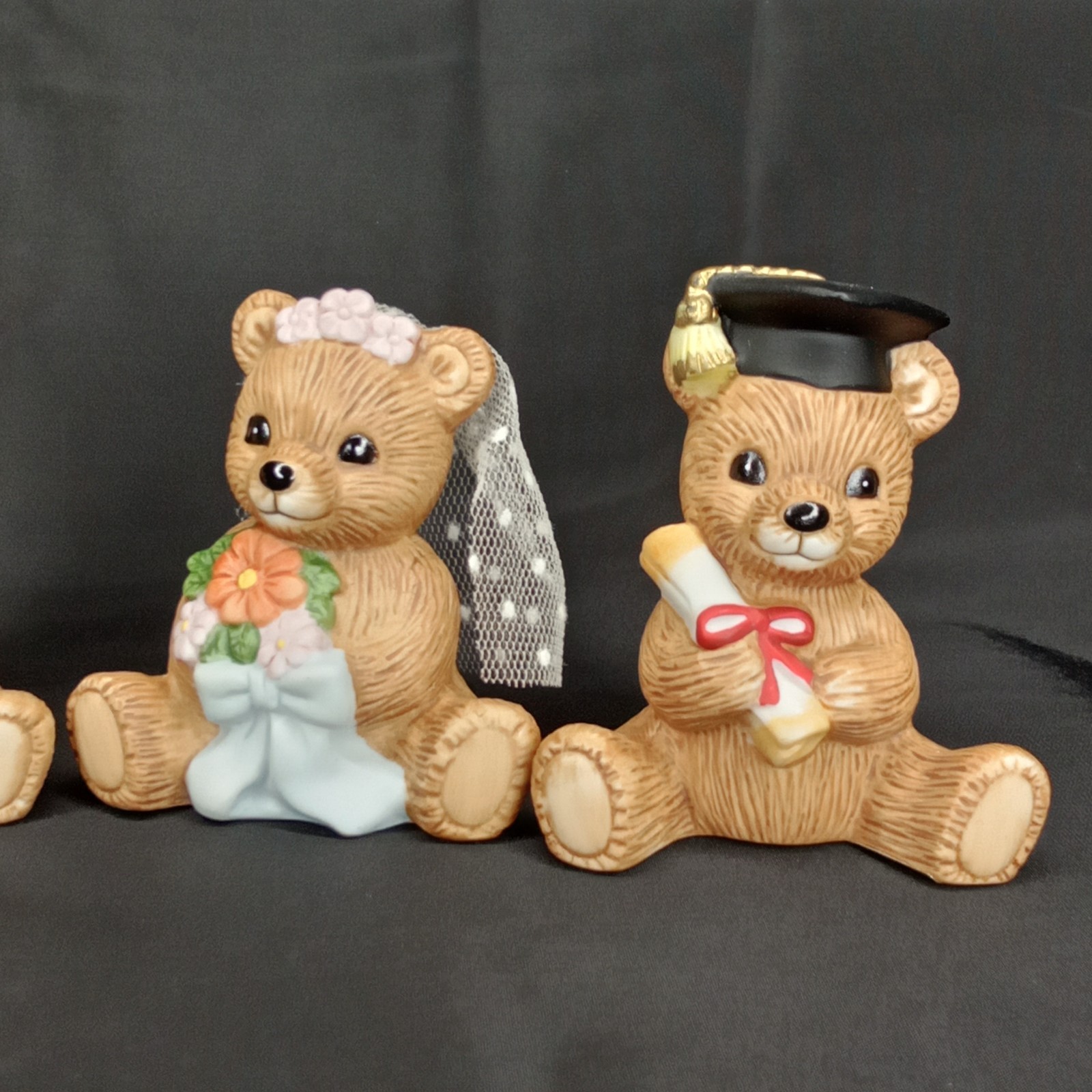 Vintage 1980s Home Interiors HomCo Teddy Bear Figurine Set Of 4