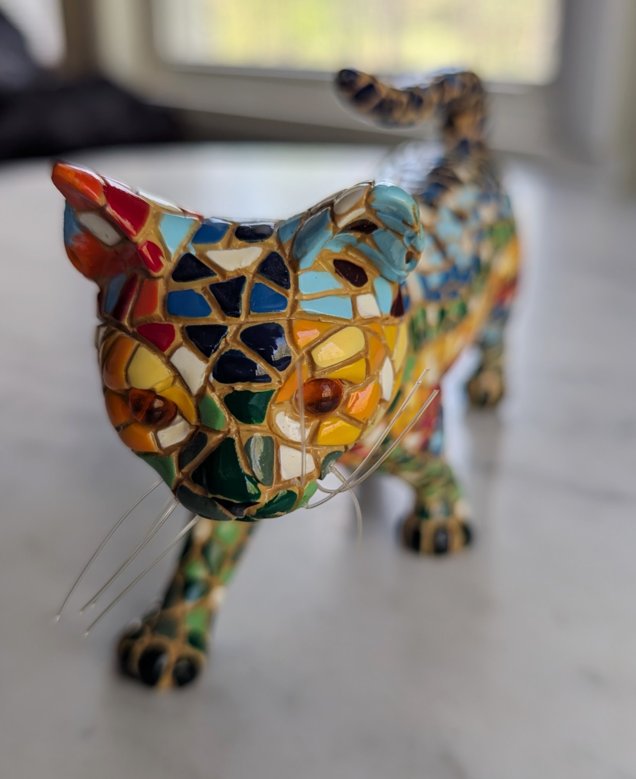 Vintage BARCINO Multi-Color Mosaic Cat Figurine Spain 6 inches