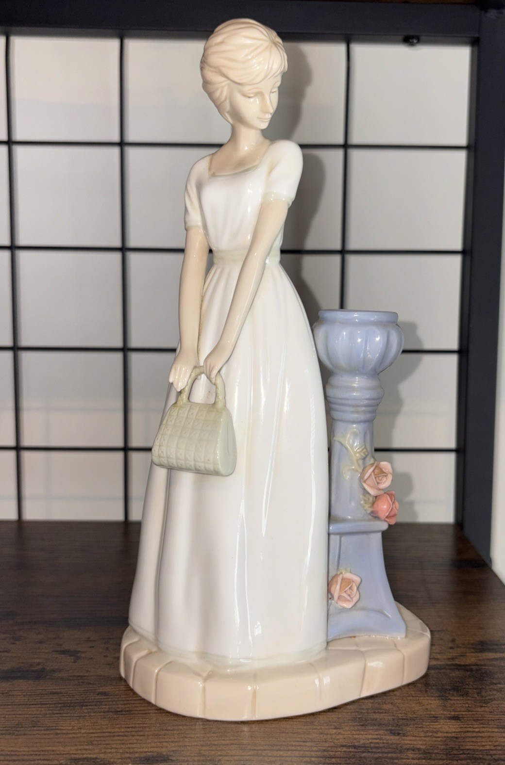 Elegant lady with handbag Caviezel candle stick holder. Vintage Lots Of Touches