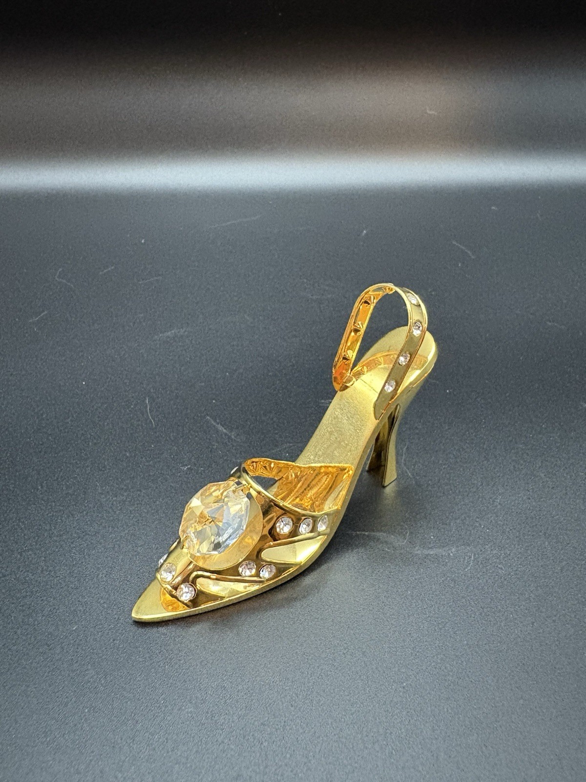 Swarovski Miniature High Heel Shoes Crystal Gold Plated