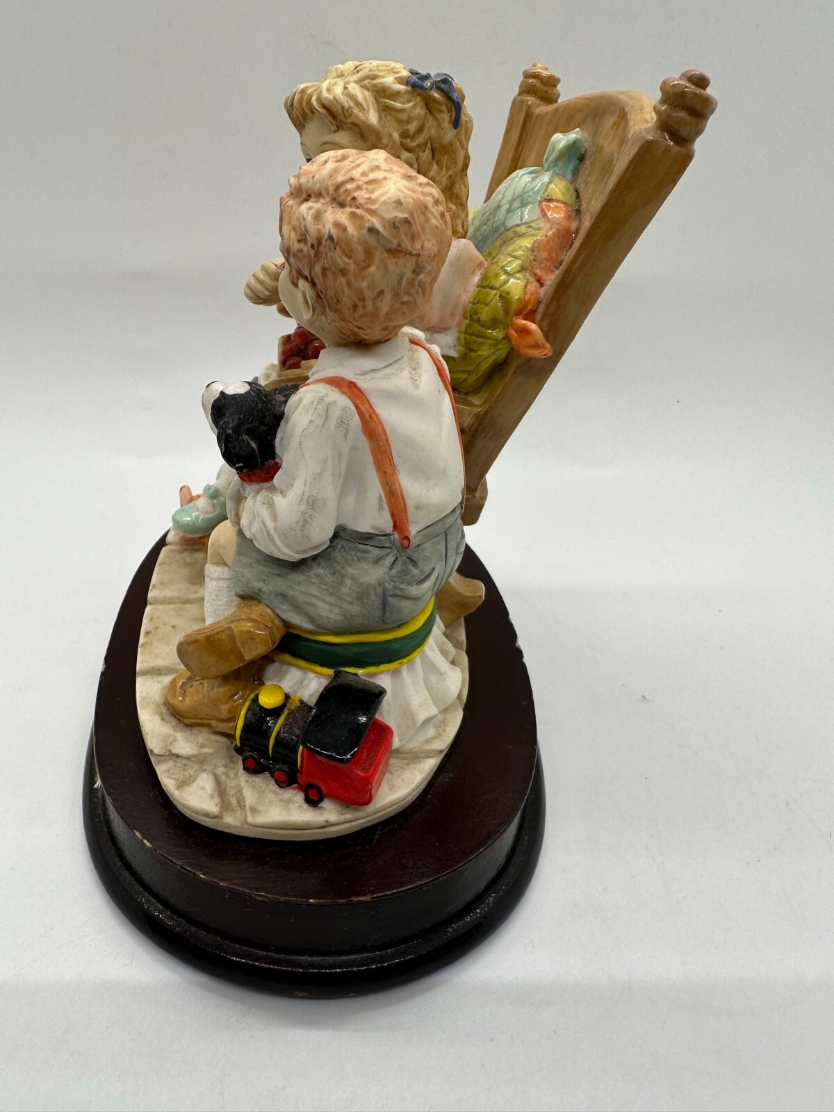 Vintage DaVinci Collection Statue Figurine Boy & Girl with their puppy and toys