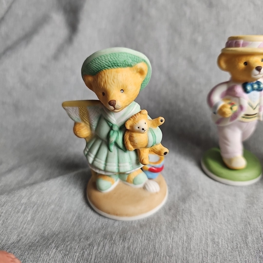 Vintage 80s Franklin Mint Hotel Teddington Bears Set Of 9 Fine Porcelain