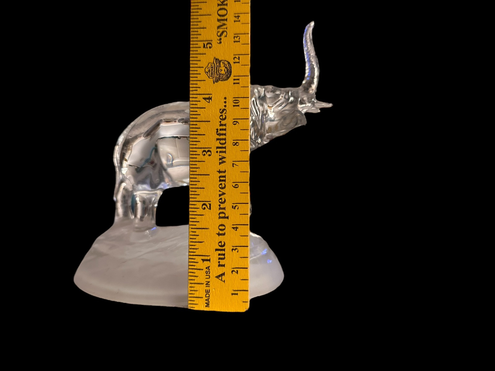 Lead Crystal Elephant Figurine Frosted Base Cristal D’Arques France VTG 6” X 6”