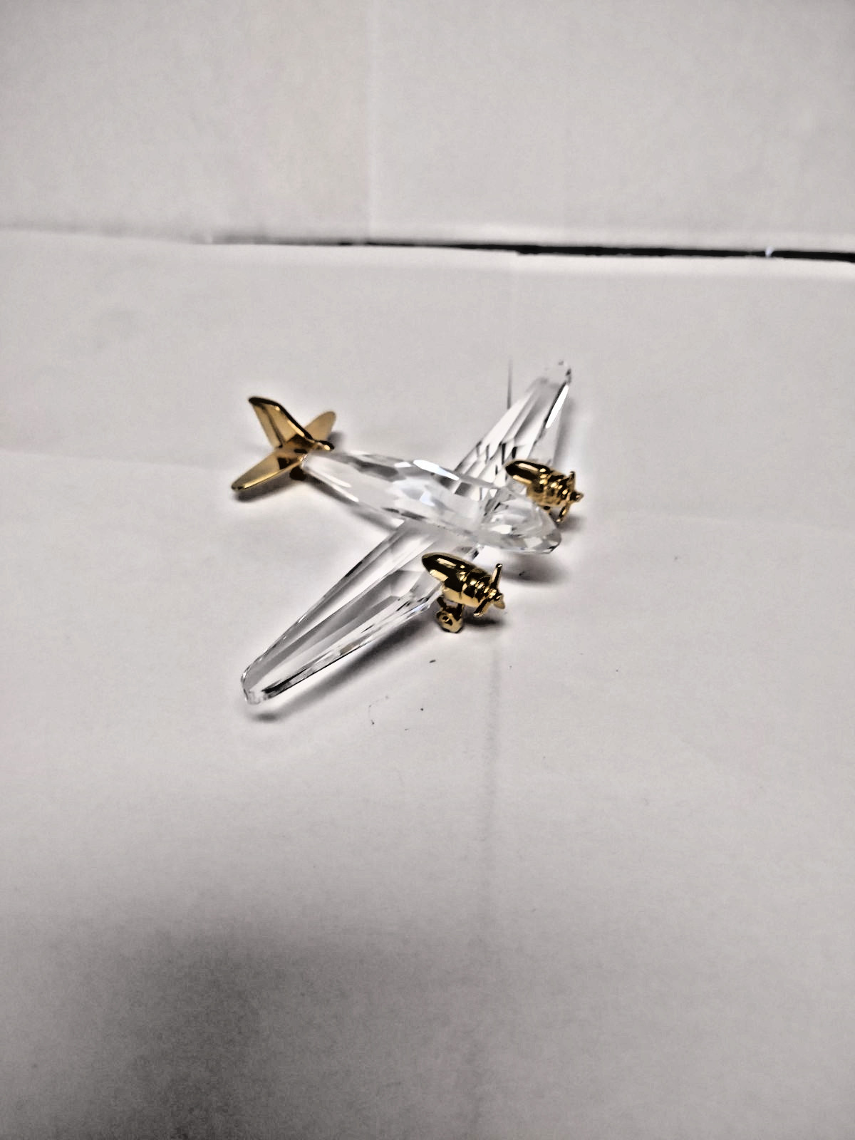Swarovski Crystal Memories Airplane Figurine Gold Detail Retired Austria No Box