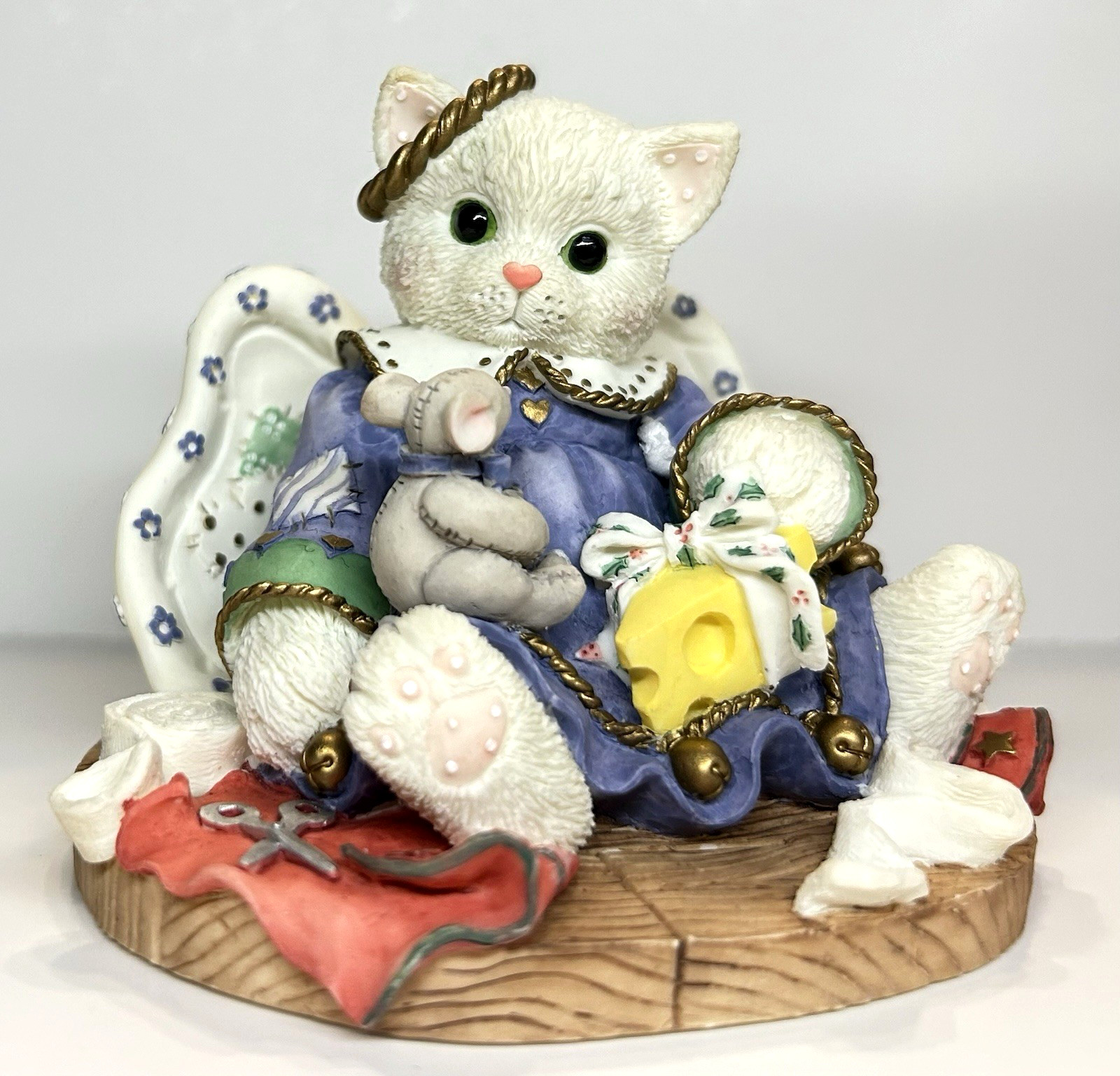 Calico Kittens “Friendship Is Heavenly” Angel Cat w/ Mouse & Cheese 274968