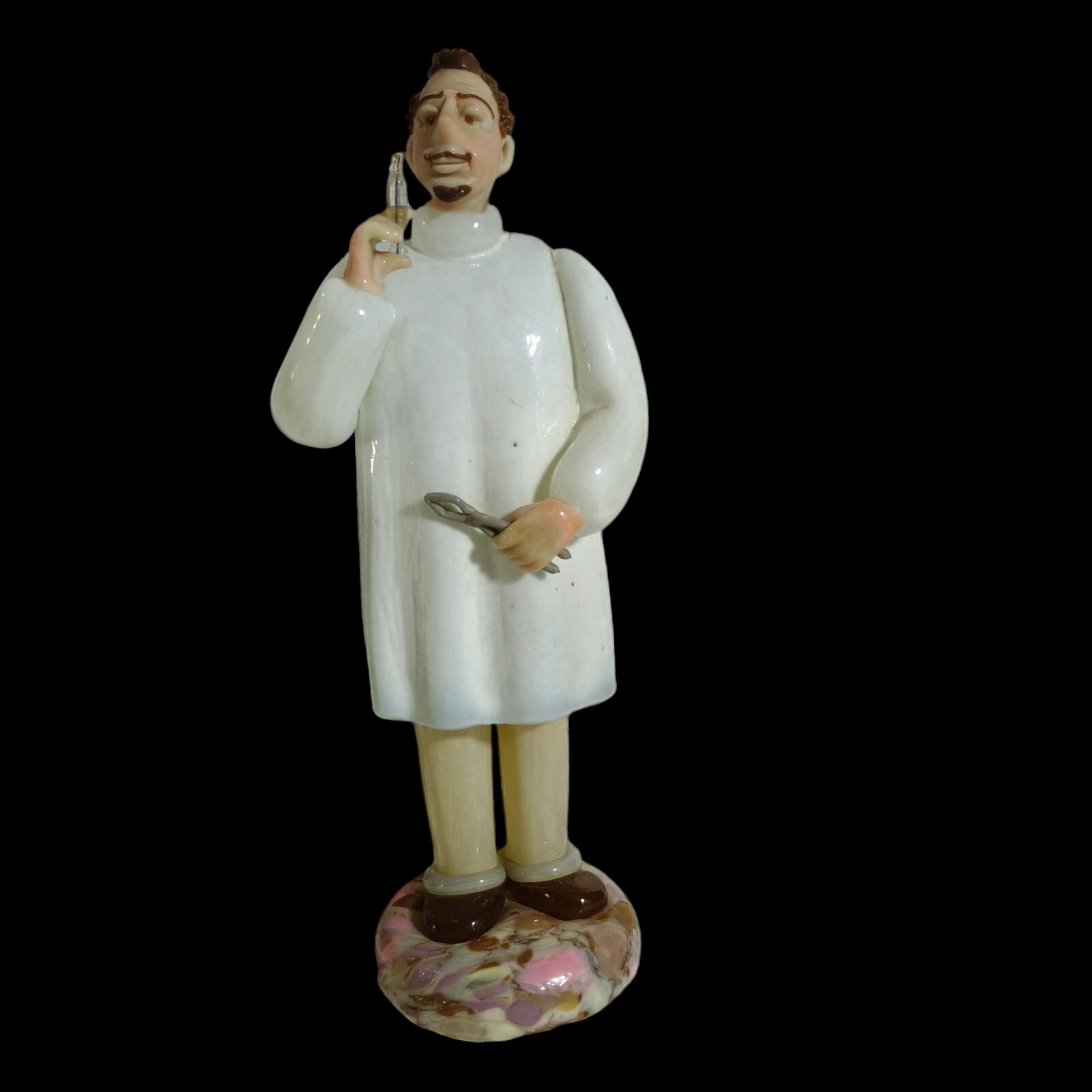 Vintage Czech Occupation Cut Crystal Figural Dentist Man Figurine Sculpture