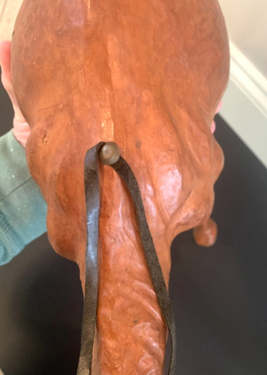 Vintage Leather Wrapped Large Camel 21′ W X 17″ Tall with glass eyes