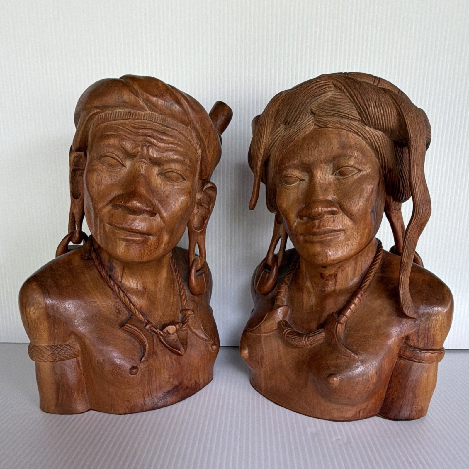 Hand Carved Wooden Igorot Philippines Carved Bust Wonderful Craftsmanship 1930’