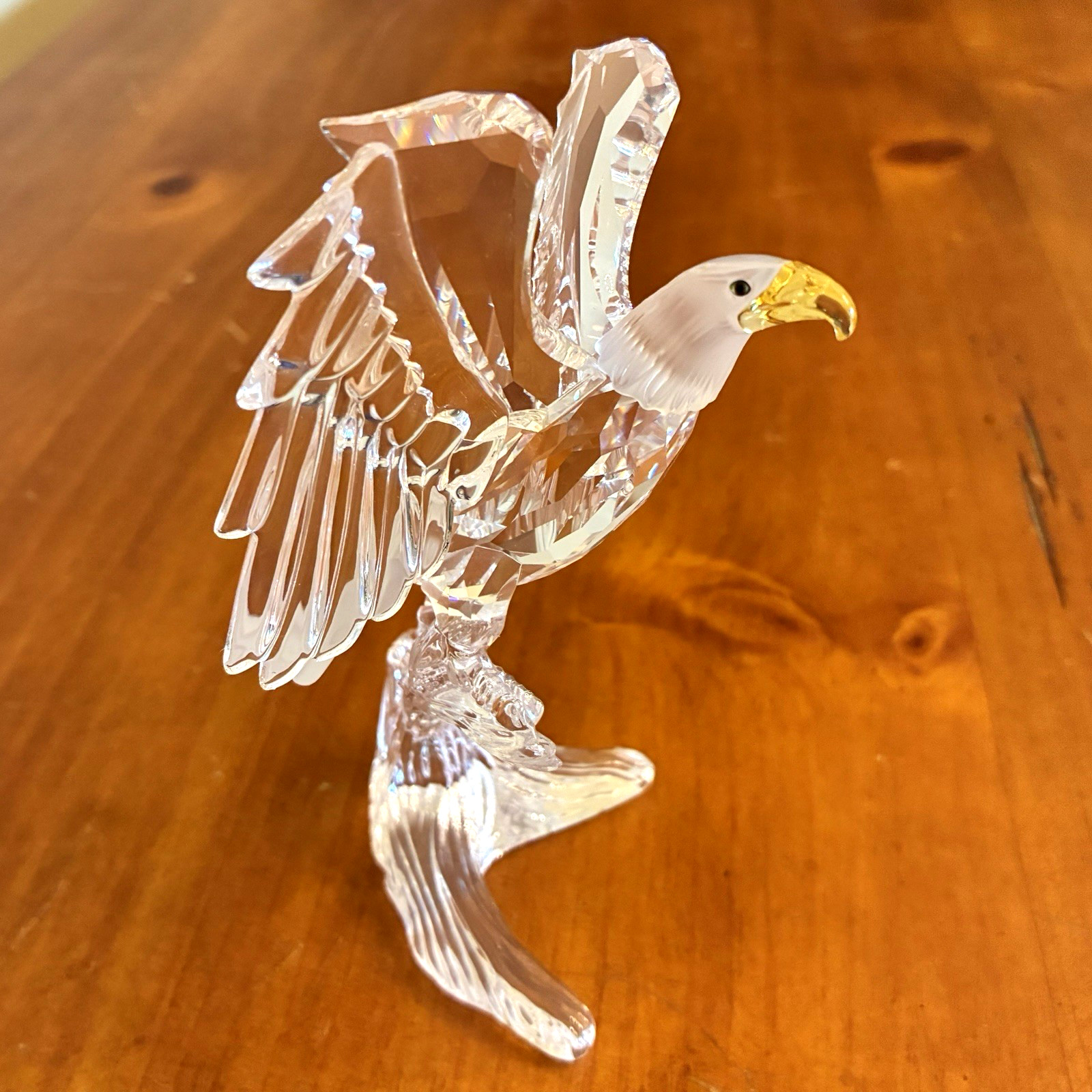 Swarovski Bald Eagle Crystal 5 inches tall # 248003 Yellow Beak USA Og Box COA