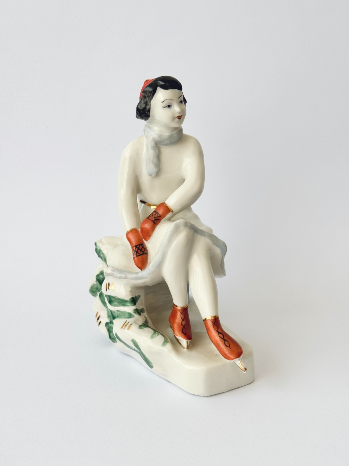 Vintage Soviet Porcelain Figurine Skater Girl Polonne Factory Ukraine USSR