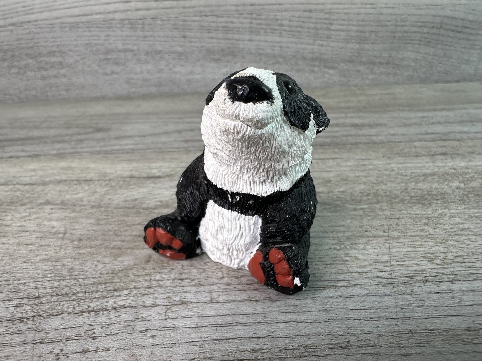 Vintage Signed Panda Figurine Hand-Painted Resin Animal Decor Don James