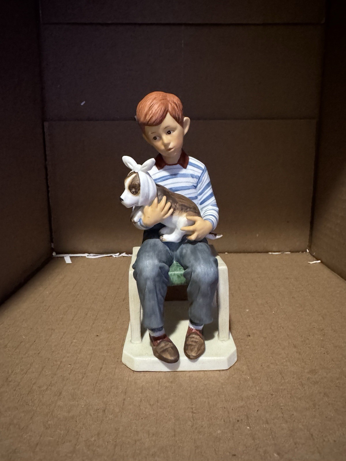 NORMAN ROCKWELL Porcelain Figure 6″ Gorham At the Vets Boy with His Dog 1974