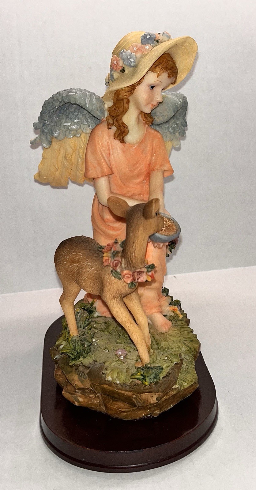 Giovanni Collection Porcelain Angel with Deer Figurine 9.5” Excellent Condition
