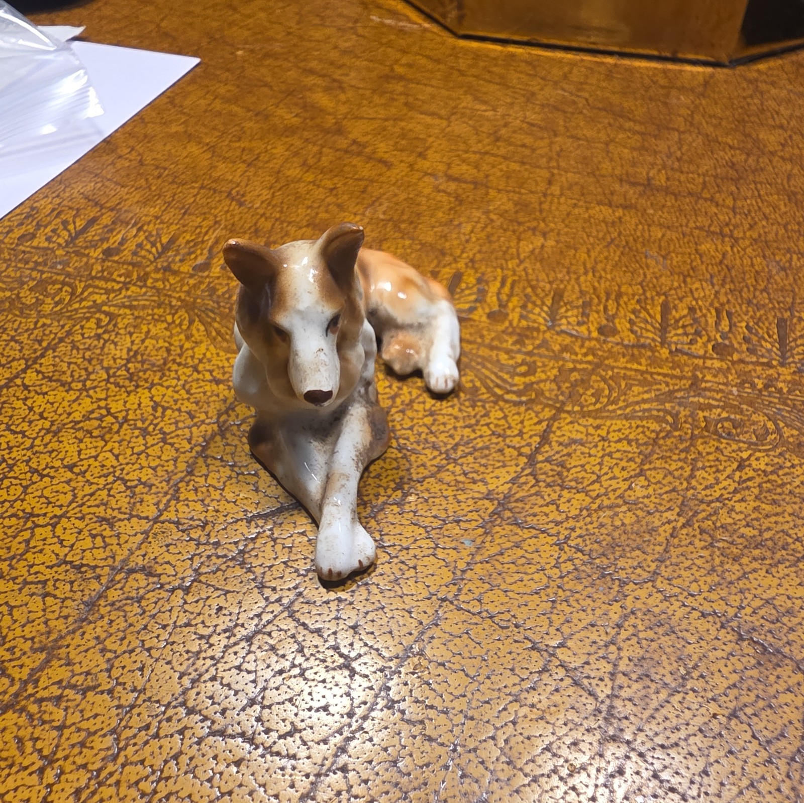 Vintage Miniature Porcelain Collie Trinket Figurine