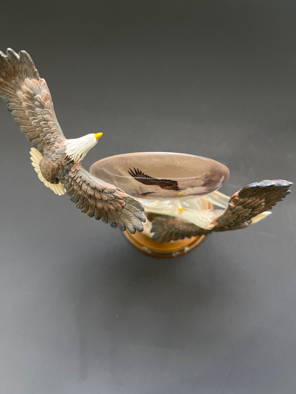 Limited Edition Bradford Exchange Sunrise Cascade Sculpture With Bald Eagles