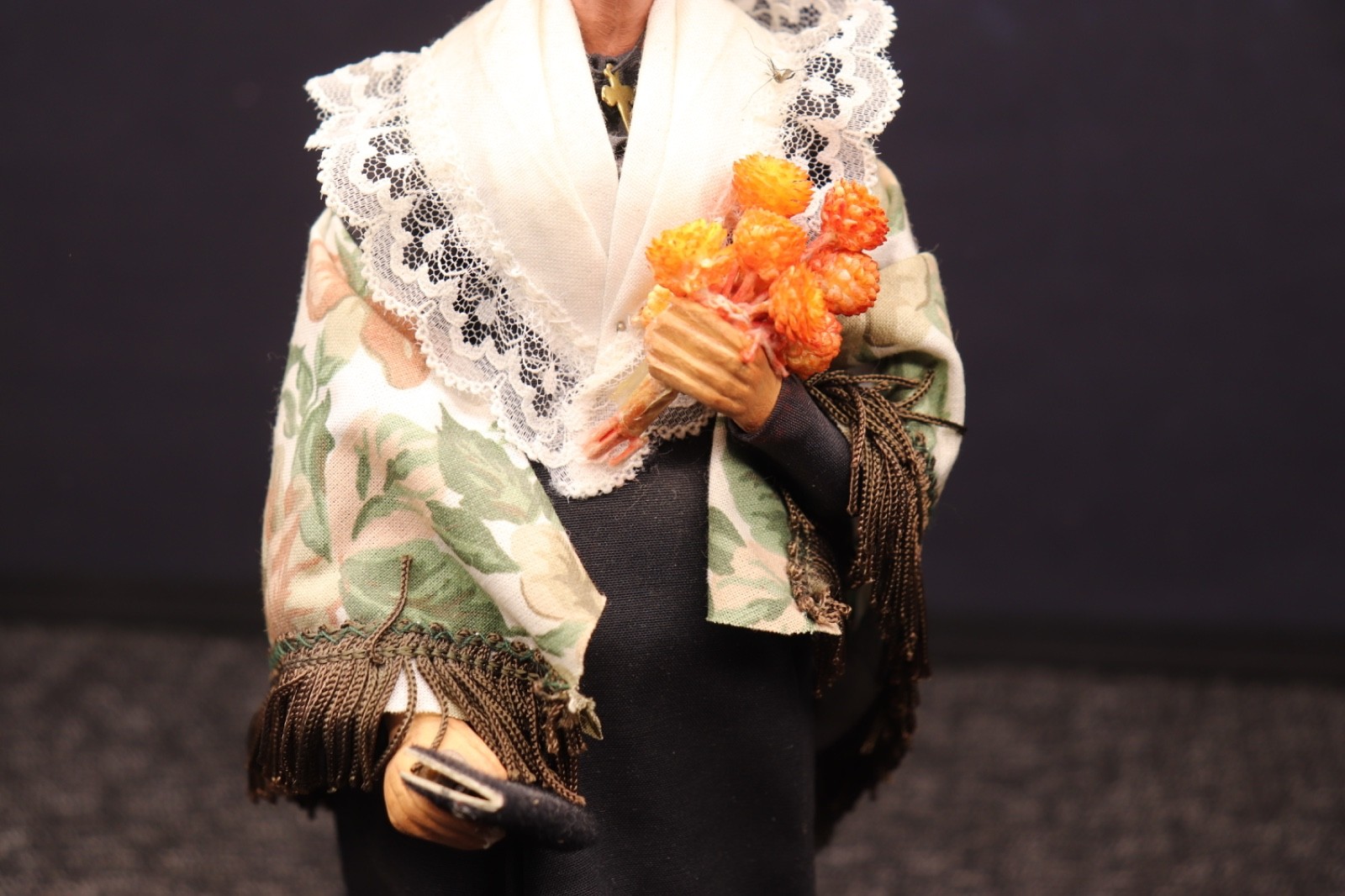 Santon figurine doll Flower Cutter handmade terracotta French JP Marinacci