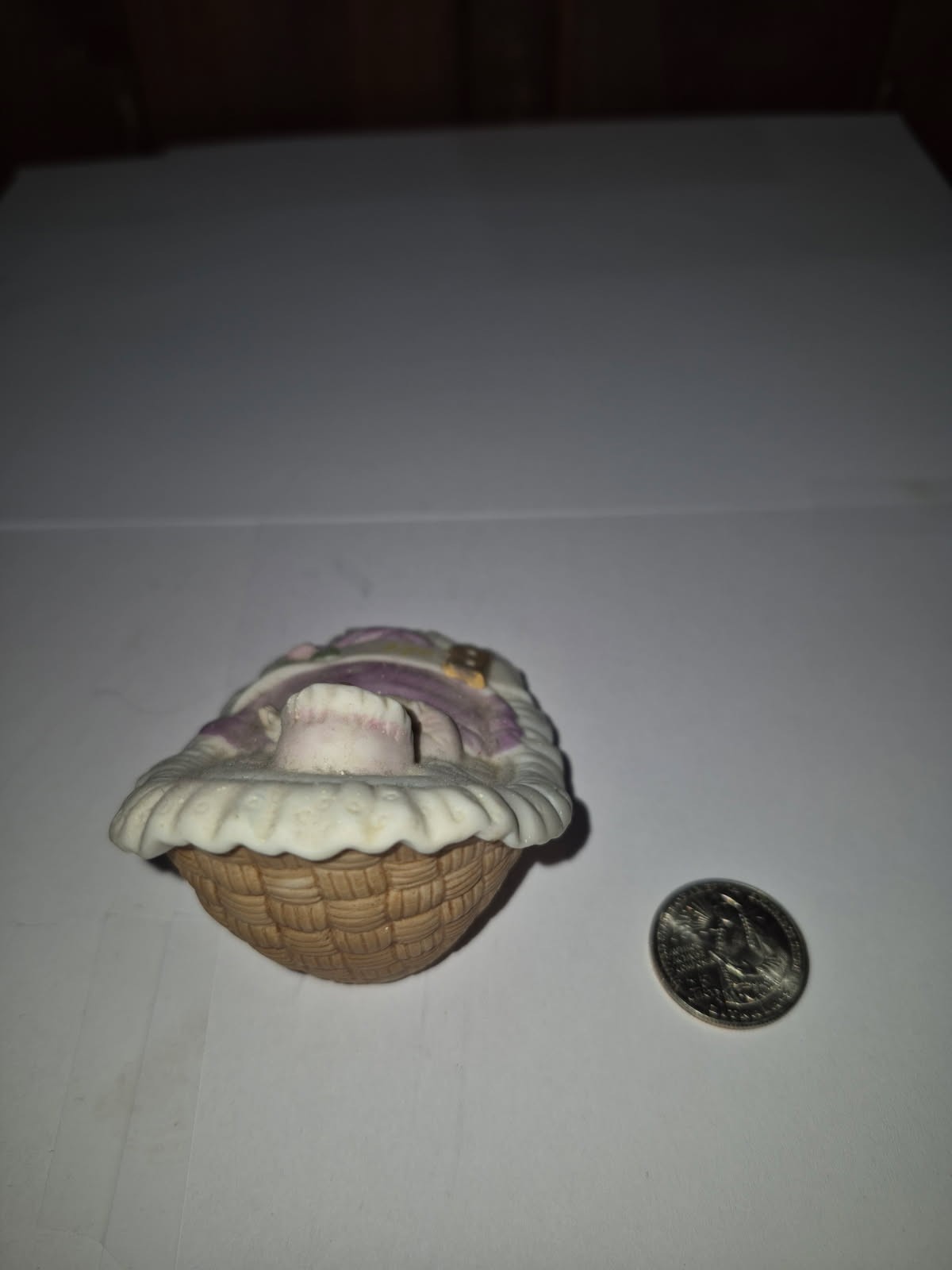 Vintage 1987 Enesco Growing Up Birthday Girls Baby in Cradle Ceramic Figurine E3