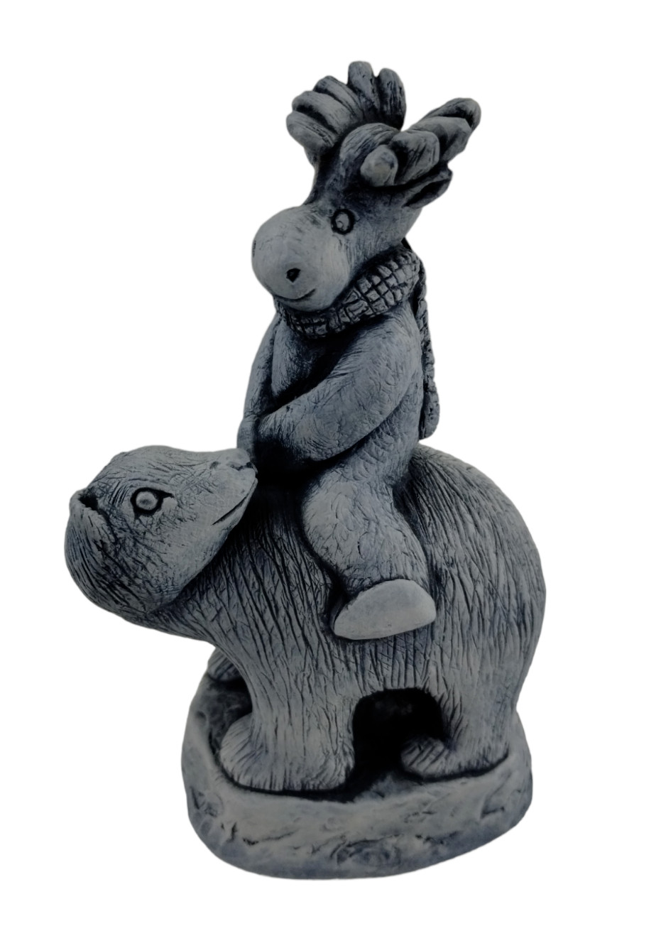 Glacial Ice Age Sculptures Moose and Polar Bear 5.75 in Tall Hand Crafted
