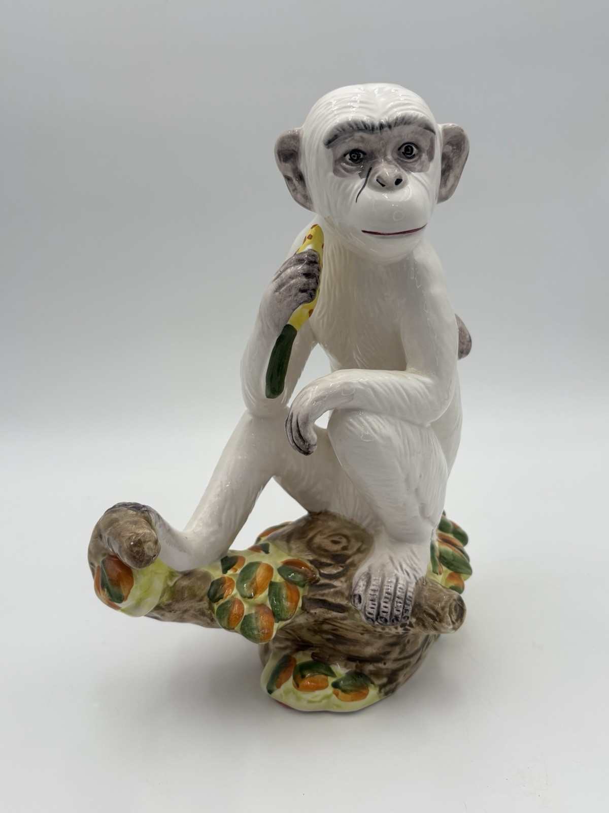 Hollywood Regency Ceramic Monkey MCM Kitsch Hand Painted