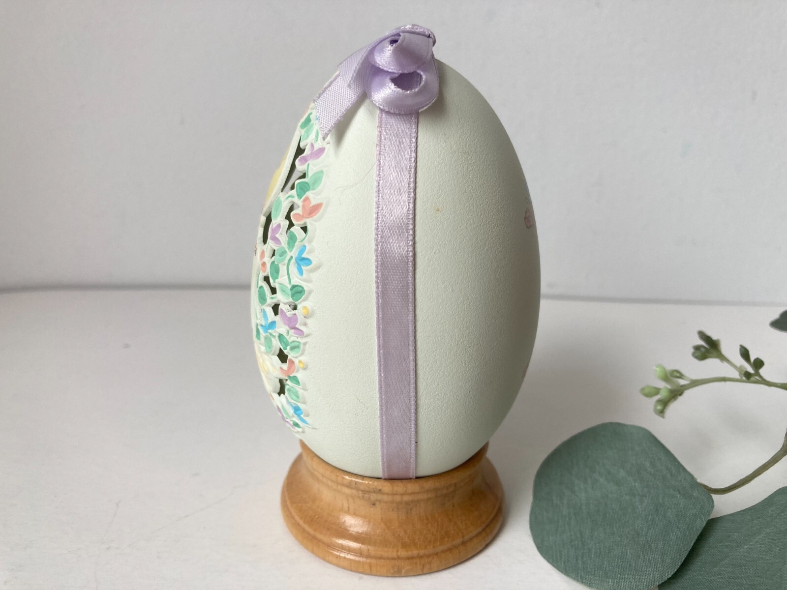 VTG Precious Moments Filigree Egg Make A Joyful Noise 1992 Wooden Base 595888