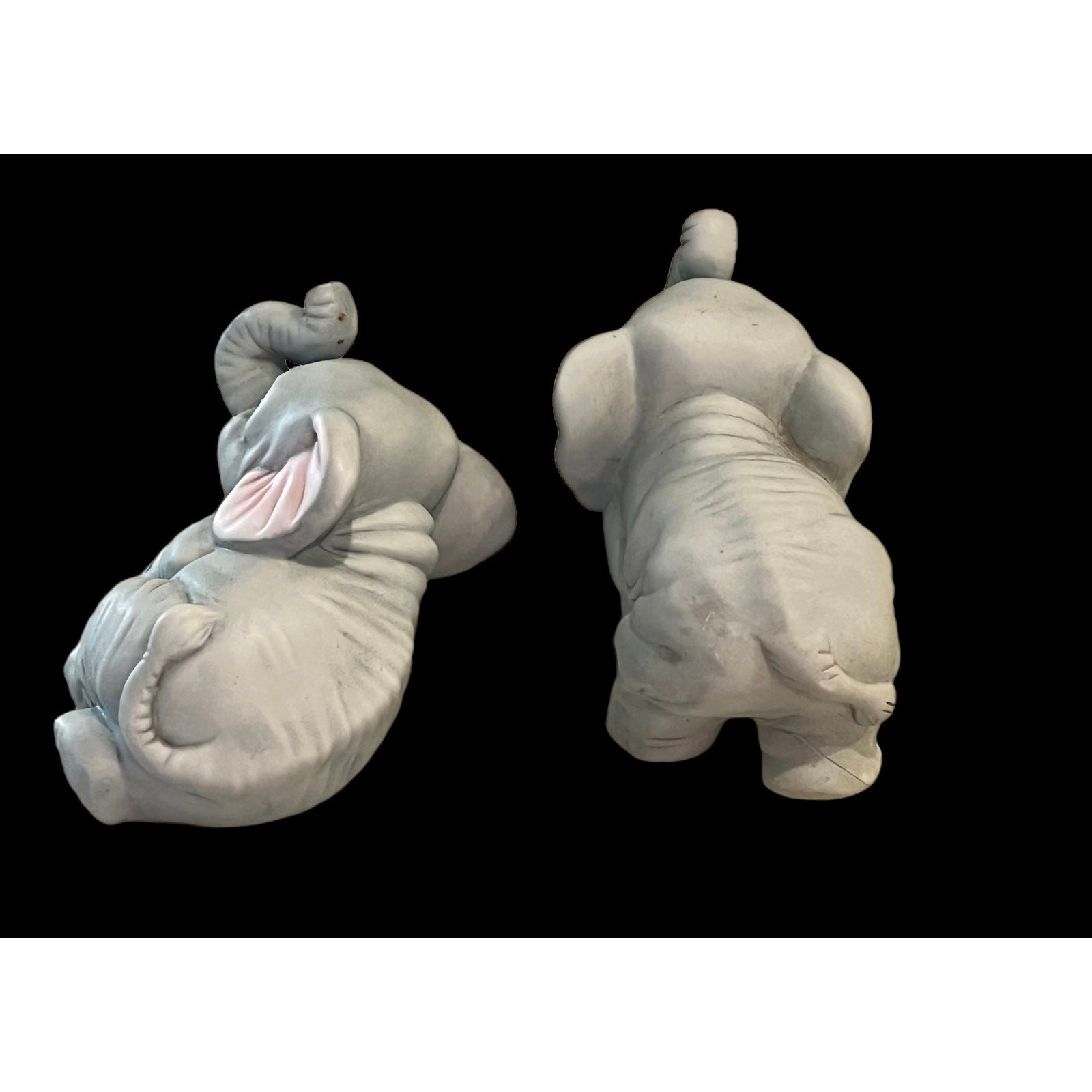 Homco Elephant Figurine Set 2 Porcelain Number 1400 Pair Baby Wild Zoo Animals