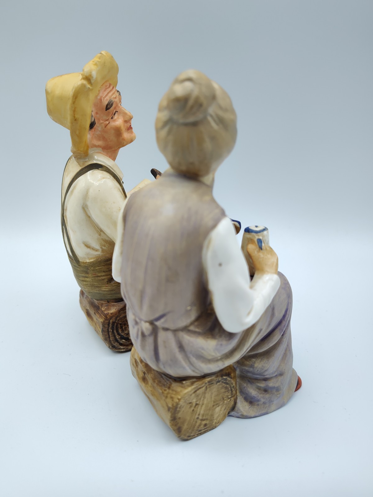 Vintage Old Man With Pipe And Old Woman With Tea Figurines #2040 Made In Japan