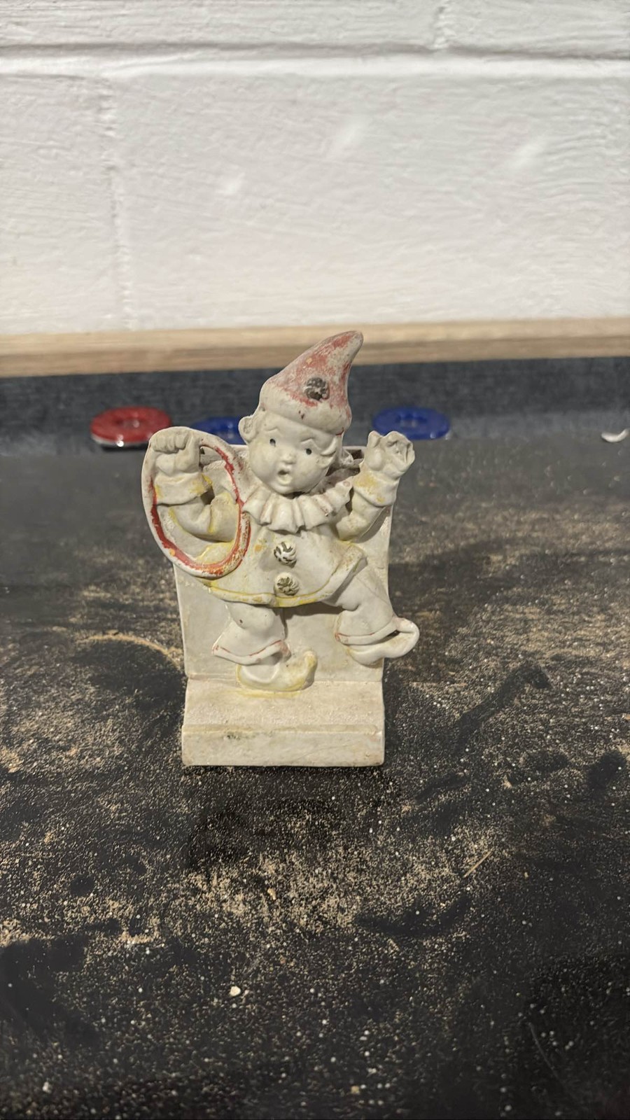 Ceramic Clown Figurine Drummer Circus Musician Decor