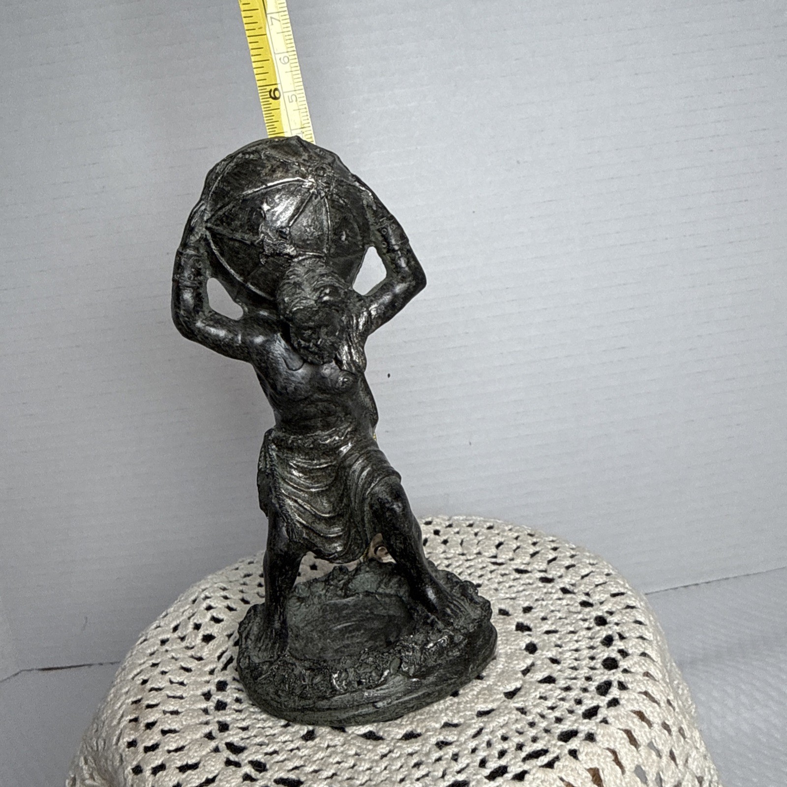 GREEK ATLAS GOD Astrology Globe on Back 5.25”Statue Sculpture BELLAA Home Decor