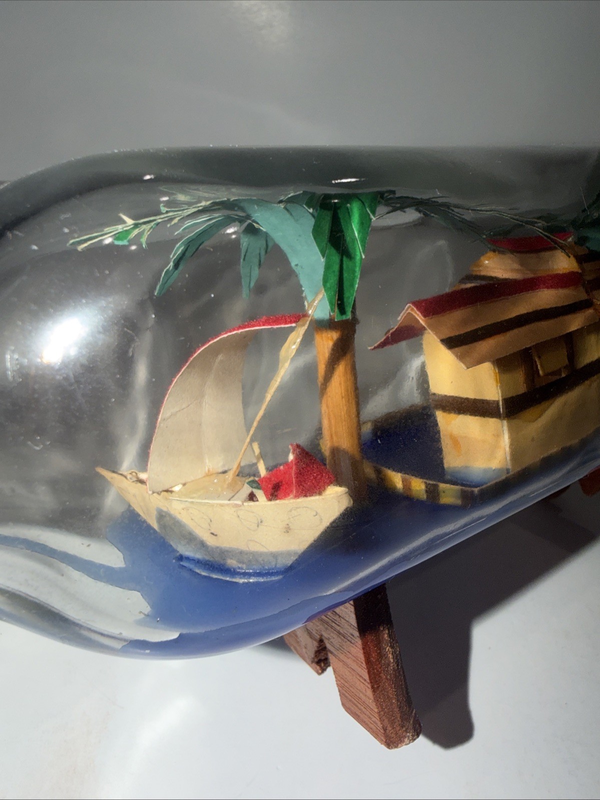 Vintage MCM Philippines Folk Art Village Diorama In A Bottle Tropical Décor
