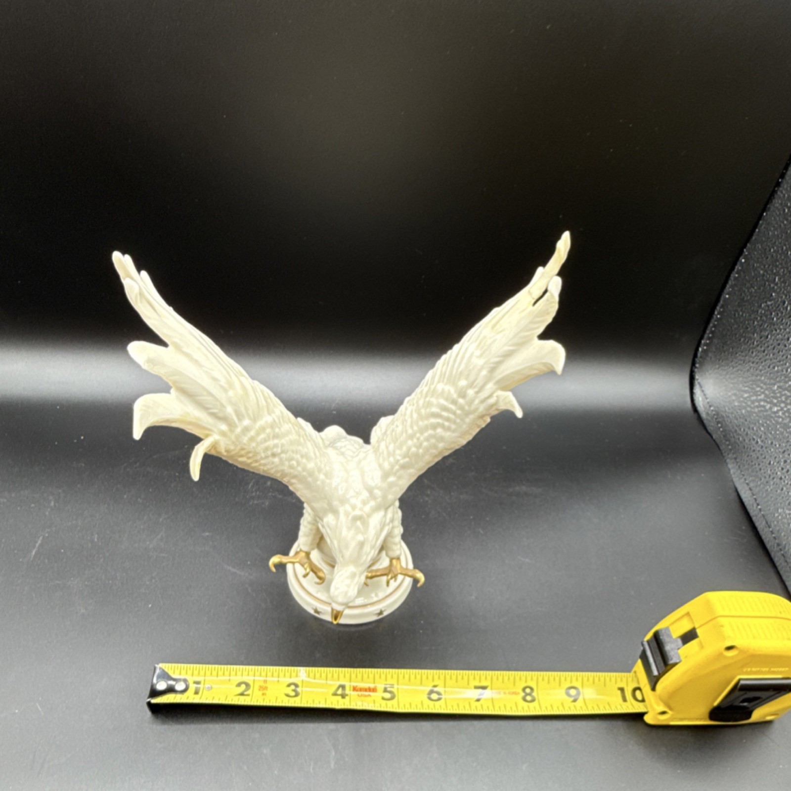 Lenox ivory and gold porcelain eagle figurine with glossy finish, 9 in