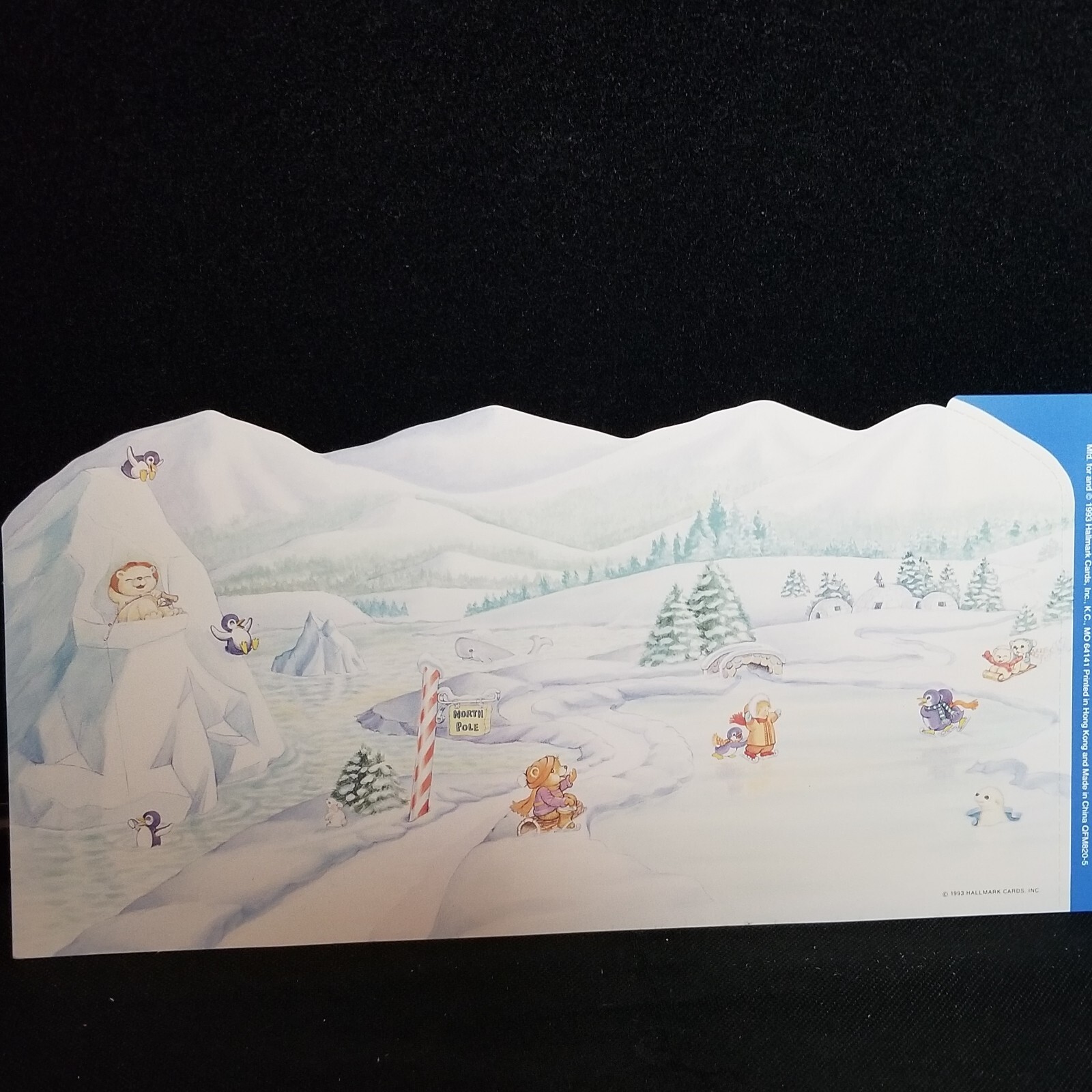 Vintage 1993 Hallmark Merry Miniatures Christmas Display Stand Backdrop NOS
