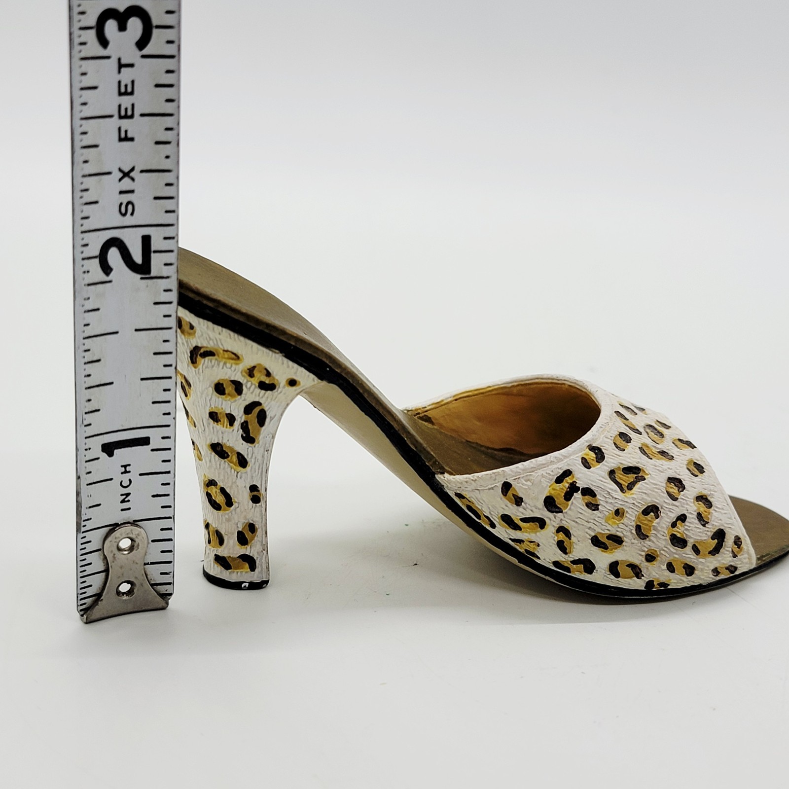 Miniature Resin Animal Print Shoe Figurine – High Heel Slip On